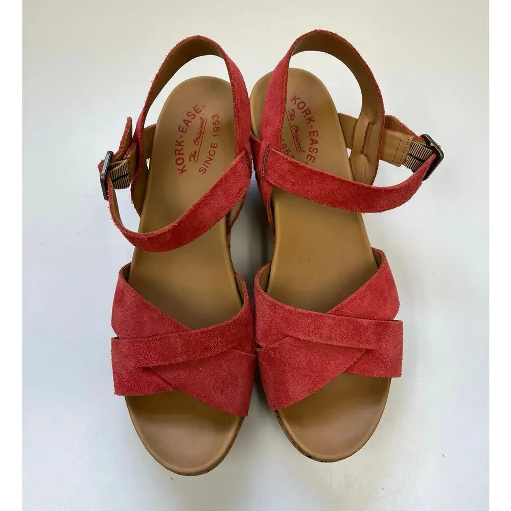 Kork-Ease Ava 2.0 Cork Wedge Platform Sandal Comfort Suede Leather Summer 10M